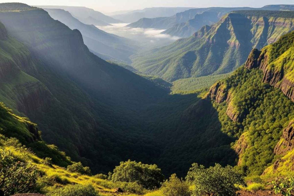 A breathtaking panoramic view of the mountains and valleys in Igatpuri, Maharashtra.