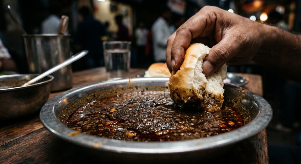 traditional Black Masala Misal Pav